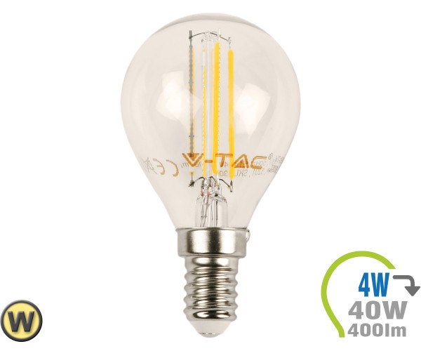 E14 LED Lampe 4W Filament P45 Warmweiß