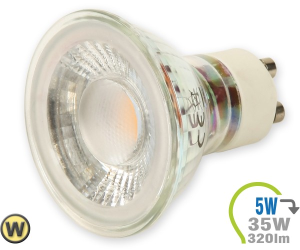 GU10 LED Lampe 5W Spot Glas mit Linse Warmweiß