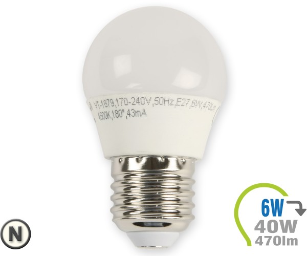 E27 LED Lampe 6W G45 Neutralweiß