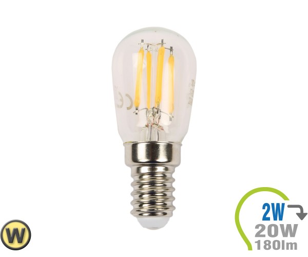 E14 LED Lampe 2W Filament ST26 Warmweiß