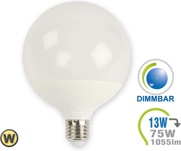 E27 LED Lampe 13W G120 Warmweiß dimmbar