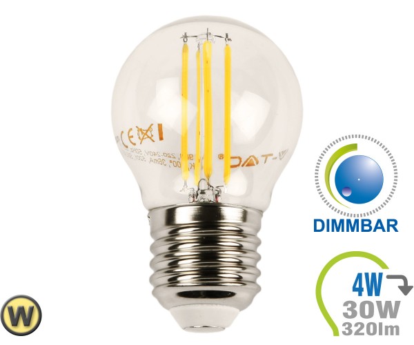 E27 LED Lampe 4W Filament G45 Warmweiß Dimmbar